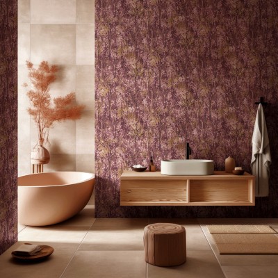Papel pintado RAMAS ÁRBOLES BURDEOS