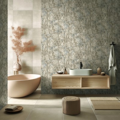Paper pintat BRANQUES ARBRES BEIGE I BLAU