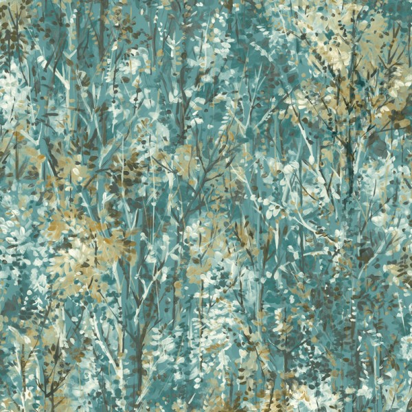 Paper pintat BRANQUES ARBRES BLAU AQUA