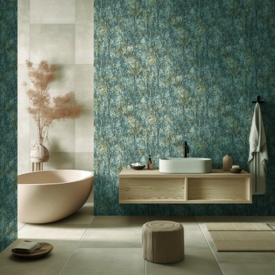 Paper pintat BRANQUES ARBRES BLAU AQUA 2