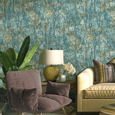 Papel pintado RAMAS ÁRBOLES AZUL AQUA