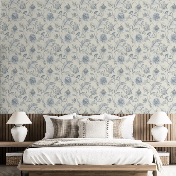 Papel de parede FLORAL CLÁSSICO AZUL