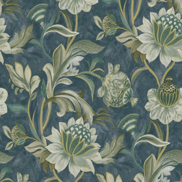 Paper pintat FLORAL CLÀSSIC BLAU NAVY