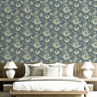 Paper pintat FLORAL CLÀSSIC BLAU NAVY