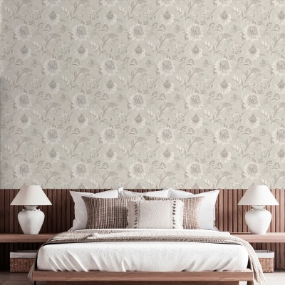 Papel de parede FLORAL CLÁSSICO CINZA 2