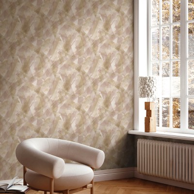 Papel pintado ARTÍSTICO PINCELADAS ROSA DORADO Papel pintado ARTÍSTICO PINCELADAS ROSA DORADO