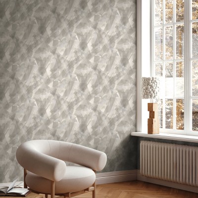 Papel pintado ARTÍSTICO PINCELADAS GRIS PLATEADO Papel pintado ARTÍSTICO PINCELADAS GRIS PLATEADO