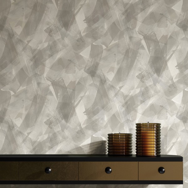 Papel pintado ARTÍSTICO PINCELADAS GRIS PLATEADO Papel pintado ARTÍSTICO PINCELADAS GRIS PLATEADO