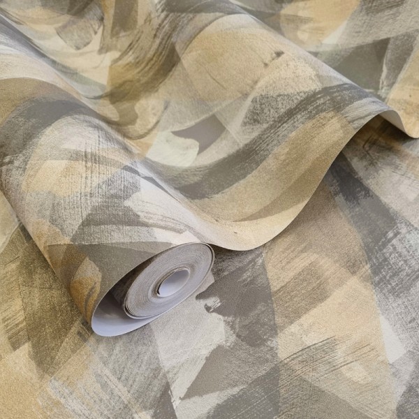 Papel pintado ARTÍSTICO PINCELADAS GRIS DORADO Papel pintado ARTÍSTICO PINCELADAS GRIS DORADO