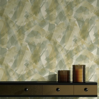 Papel de parede PINCÉIS ARTÍSTICOS VERDE DOURADO Papel de parede PINCÉIS ARTÍSTICOS VERDE DOURADO