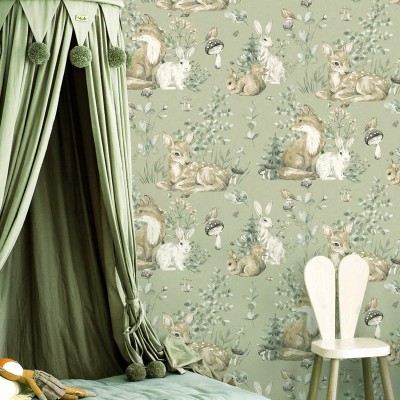 Paper pintat infantil ANIMALS DEL BOSC VERD