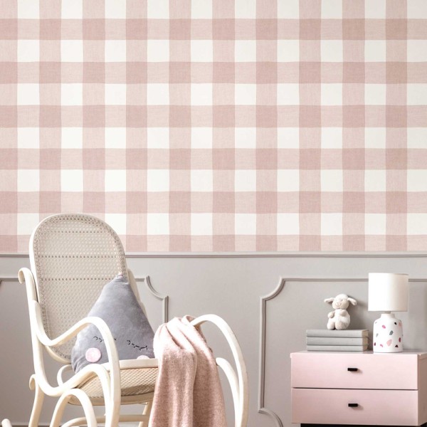 Paper pintat infantil QUADRES EFECTE TELA ROSA