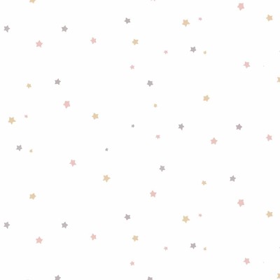 Papel de parede infantil ESTRELAS CINZA, ROSA E DOURADO