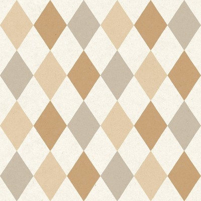 Papel de parede infantil LOSANGOS CINZA, MARROM E DOURADO