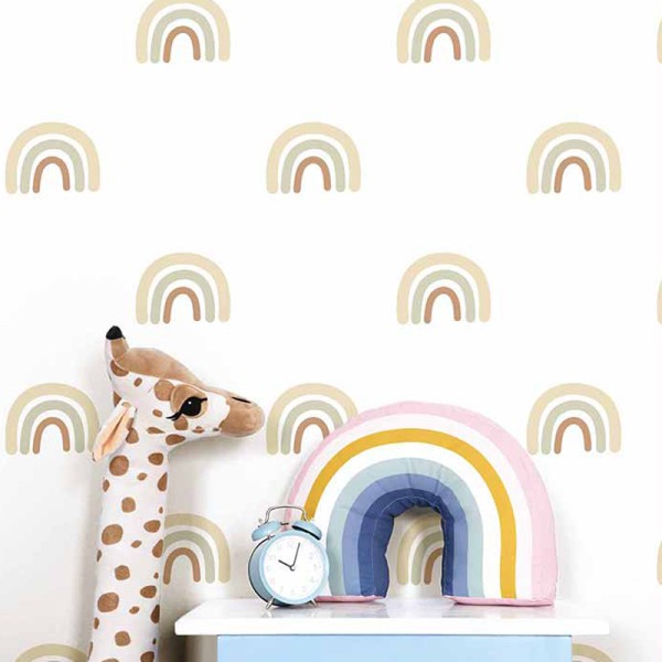 Papel pintado infantil ARCO IRIS VERDE, MARRÓN Y DORADO Papel pintado infantil ARCO IRIS VERDE, MARRÓN Y DORADO