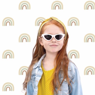 Papel de parede infantil ARCO-ÍRIS VERDE, MARROM E DOURADO 2