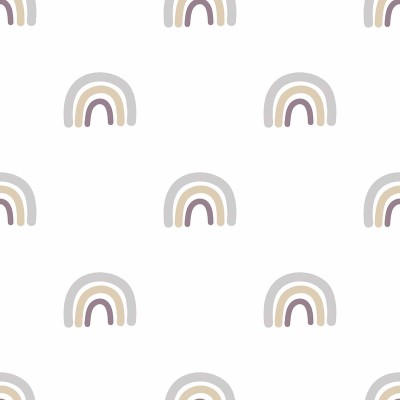 Papel de parede infantil ARCO-ÍRIS CINZA, MARROM E DOURADO
