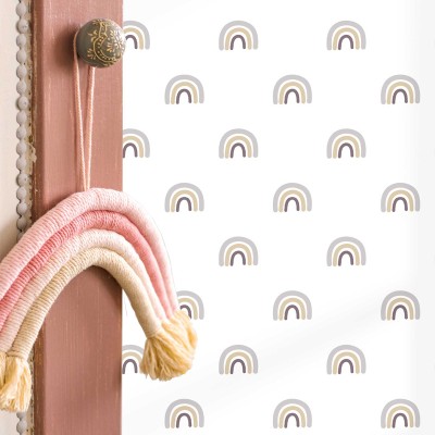 Papel de parede infantil ARCO-ÍRIS CINZA, MARROM E DOURADO