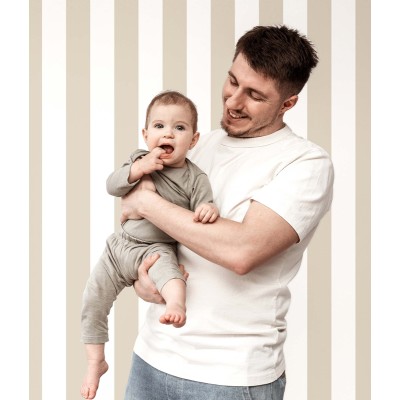 Papel pintado infantil RAYAS BEIGE Y BLANCO 2