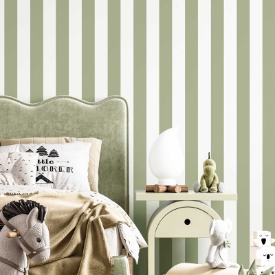 Papel de parede infantil RISCAS VERDE E BRANCO 2