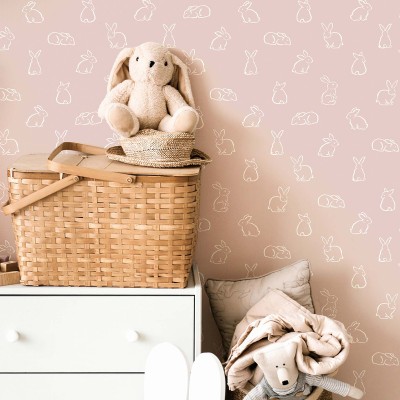 Papel de parede infantil COELHINHOS ROSA 2