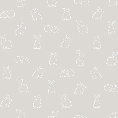 Papel de parede infantil COELHINHOS CINZA