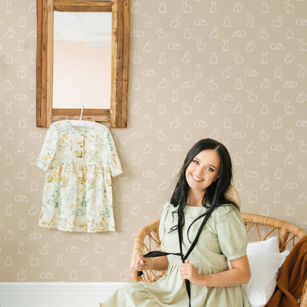 Papel de parede infantil COELHINHOS BEGE