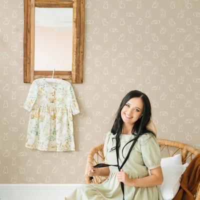 Papel pintado infantil CONEJITOS BEIGE Papel pintado infantil CONEJITOS BEIGE