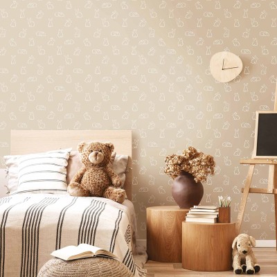 Papel de parede infantil COELHINHOS BEGE