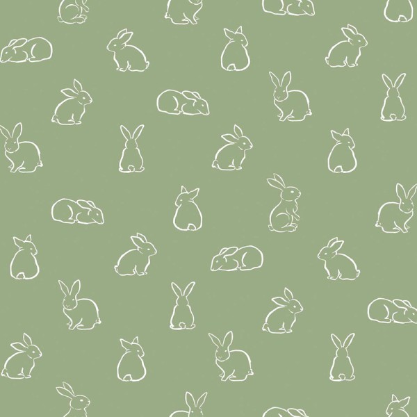 Papel pintado infantil CONEJITOS VERDE