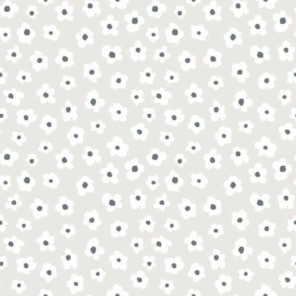 Papel de parede infantil FLORES CINZA