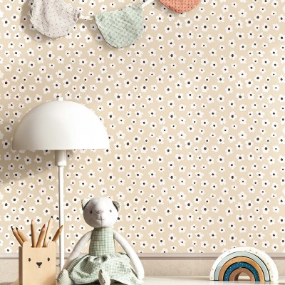 Papel de parede infantil FLORES BEGE 2