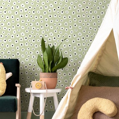 Paper pintat infantil FLORS VERD 2