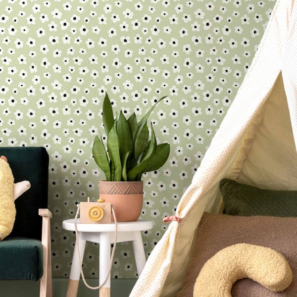 Papel de parede infantil FLORES VERDE Papel de parede infantil FLORES VERDE