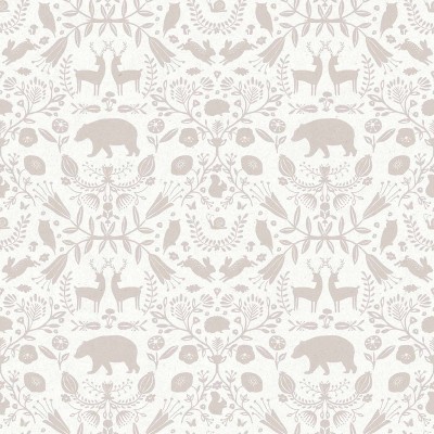 Papel pintado infantil DAMASCO ANIMALES beige grisáceo Papel pintado infantil DAMASCO ANIMALES beige grisáceo