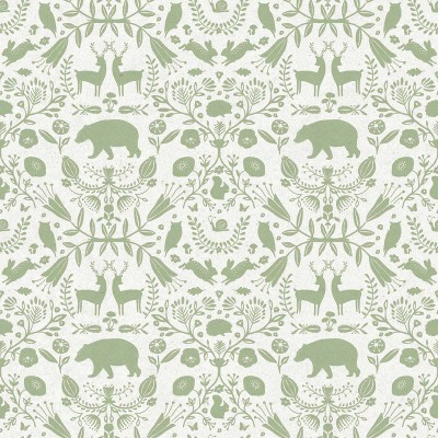 Paper pintat infantil DAMASC ANIMALS VERD