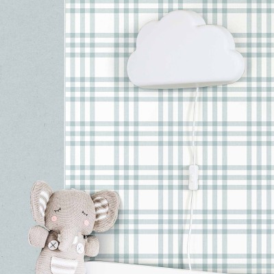 Papel pintado infantil CUADROS TARTÁN AZUL 2