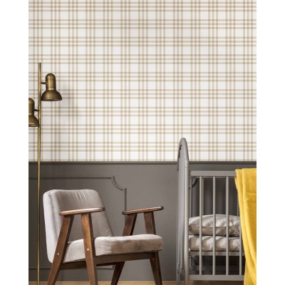 Papel pintado infantil CUADROS TARTÁN BEIGE Papel pintado infantil CUADROS TARTÁN BEIGE