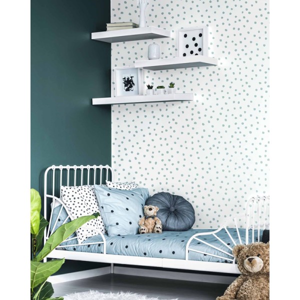 Paper pintat infantil TOPOS BLAU GRISOS Paper pintat infantil TOPOS BLAU GRISOS