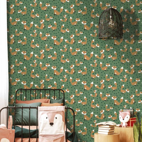 Papel pintado infantil ZORROS VERDE Papel pintado infantil ZORROS VERDE