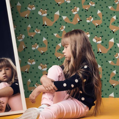 Papel pintado infantil ZORROS VERDE Papel pintado infantil ZORROS VERDE