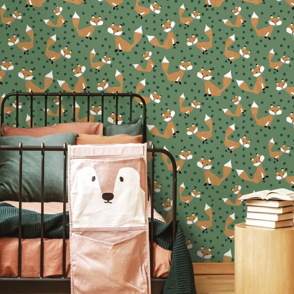 Papel pintado infantil ZORROS VERDE Papel pintado infantil ZORROS VERDE