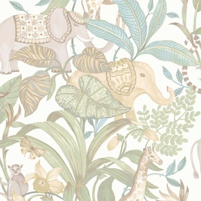 Papel de parede infantil ANIMAIS SAFARI AZUL VERDE Papel de parede infantil ANIMAIS SAFARI AZUL VERDE