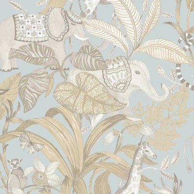 Papel de parede infantil ANIMAIS SAFARI AZUL Papel de parede infantil ANIMAIS SAFARI AZUL