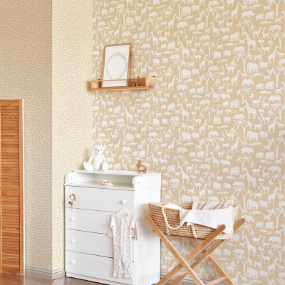 Papel pintado infantil ANIMAL PRINT Y ANIMALES BEIGE