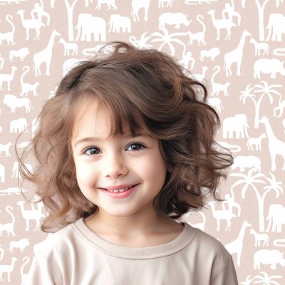 Papel de parede infantil SILHOUETTES ANIMAIS ROSA 2