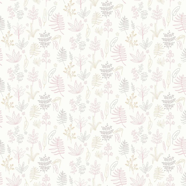 Papel de parede infantil BOTÁNICO ROSA