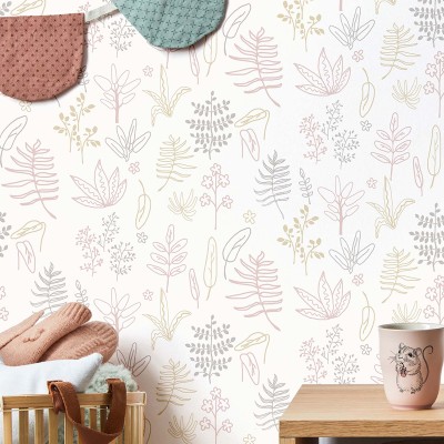 Papel pintado infantil BOTÁNICO ROSA
