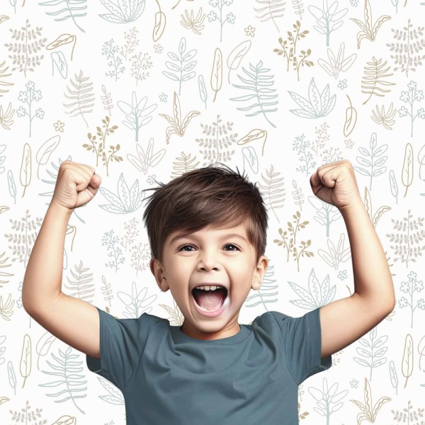 Papel pintado infantil BOTÁNICO AZUL
