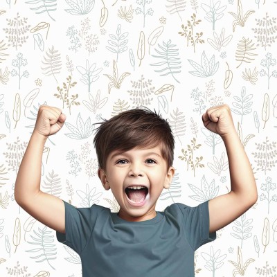 Papel pintado infantil BOTÁNICO AZUL